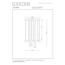 CALINA piekaramā lampa 12x7,7W melna (Lucide)