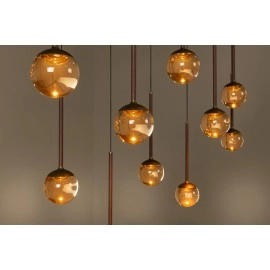 CALINA lineāra piekaramā lampa 12x7W kafijas tonī (Lucide)