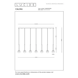 CALINA lineāra piekaramā lampa 12x7W kafijas tonī (Lucide)