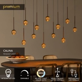 CALINA lineāra piekaramā lampa 12x7W kafijas tonī (Lucide)