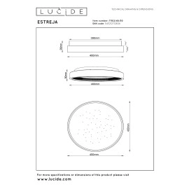 ESTREJA LED CCT griestu lampa Ø40 cm 40 W melna (Lucide)