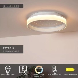 ESTREJA LED CCT griestu lampa Ø40 cm 40 W balta (Lucide)