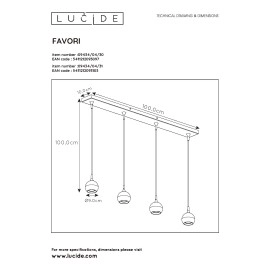 Griestu lampa "FAVORI", 4x GU10, Lucide, 09434-01-31