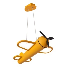 FOKKER — bērnu griestu lampa (pendant), integrēts 28 W LED 2500 K, dzeltena/melna (Lucide)