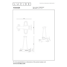 FOKKER — bērnu griestu lampa (pendant), integrēts 28 W LED 2500 K, dzeltena/melna (Lucide)