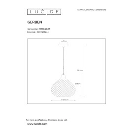 Griestu lampa "GERBEN", 1x E27, antīks sudraba stikls, LUCIDE, 78389-29-63
