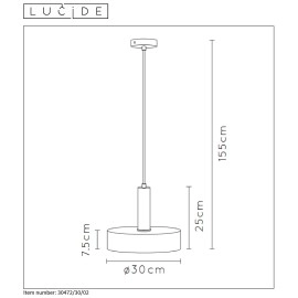 Griestu lampa "GIADA", 1x E27, Ø 30 cm, tērauds, matēta zelta, misiņa, LUCIDE - 30472-30-02