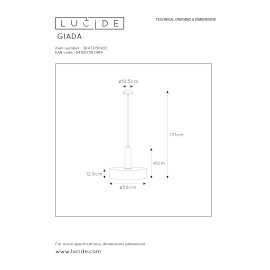 Griestu lampa "GIADA", 1x E27, Ø 50 cm, tērauds, matēta zelta, misiņa, LUCIDE - 30472-50-02