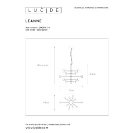 Griestu gaismeklis "LEANNE", 10x E27, Lucide, 21421-10-30