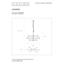 Griestu gaismeklis "LEANNE", 6x E27, Lucide, 21421-06-30