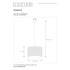 Griestu lampa "MAGIUS" Ø 42 cm, 1x E27 - LUCIDE