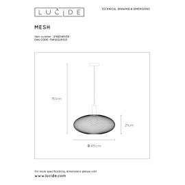 Griestu lampa "MESH", 1x E27, metāls, LUCIDE, 21423-45-30