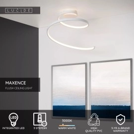 MAXENCE LED 3 StepDim griestu lampa Ø46 cm 24 W balta (Lucide)