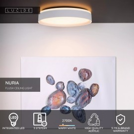 NURIA griestu gaismeklis Ø40 cm LED 24 W 2700K 3-StepDim balts (Lucide)