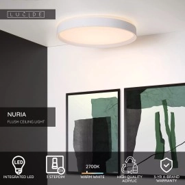 NURIA griestu gaismeklis Ø50 cm LED 36 W 2700K 3-StepDim balts (Lucide)