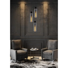 Griestu lampa "ORLANDO", 3x E27, dūmu pelēka, stikls, LUCIDE - 74404-13-65