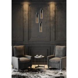 Griestu lampa "ORLANDO", 3x E27, dūmu pelēka, stikls, LUCIDE - 74404-13-65