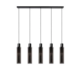 Griestu lampa "ORLANDO", 5x E27, dūmu pelēka, stikls, LUCIDE - 74404-05-65