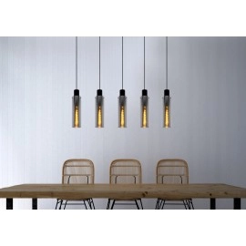 Griestu lampa "ORLANDO", 5x E27, dūmu pelēka, stikls, LUCIDE - 74404-05-65