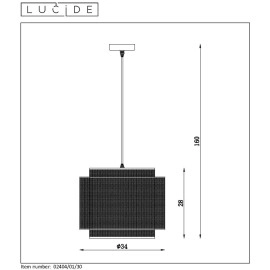 Griestu lampa "ORRIN", 1x E27 max. 60W, melna - metāls - LUCIDE - 02404-01-30