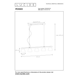 Piekaramā lampa "POSSIO", 5xE14 - 03413-05-41 (Lucide)