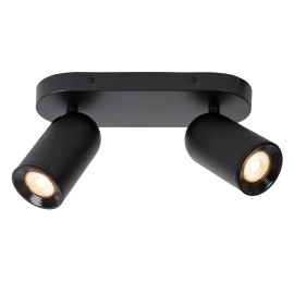 PUNCH — griestu lampa, 2×GU10, melna (Lucide)