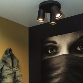 PUNCH — griestu lampa, 3×GU10, melna (Lucide)