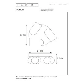 PUNCH — griestu lampa, 3×GU10, balta (Lucide)