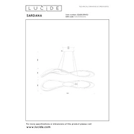 SARDANA — piekaramā griestu lampa, 160 cm, 54 W LED 2700 K, matēti zelta (Lucide)