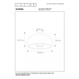 Griestu lampa "SHARAN", Ø 38 cm, 1xE27, Lucide, 30186-38-30
