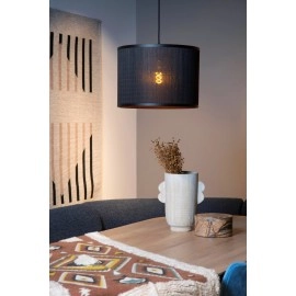 Griestu lampa "TAGALOG", Ø 40 cm, bambuss, melna, 1x E27, Lucide, 21429-01-30