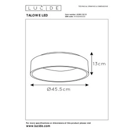 Griestu lampa "TALOWE", Ø 45,5 cm, LED, 1x30W, 3000K, Lucide, 46100-32-31
