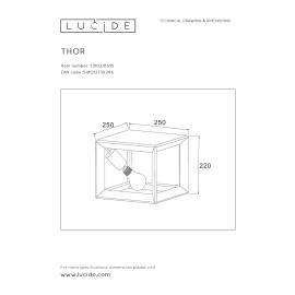 Griestu lampa "THOR", 1x E27, pelēka dzelzs, LUCIDE - 73102-01-15