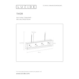 Griestu gaismeklis "THOR", 4x E27, pelēka dzelzs, LUCIDE - 73402-04-15