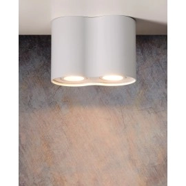 TUBE griestu prožektors 2 gaismu apaļš 2xGU10 50W balts (Lucide)