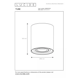 TUBE griestu prožektors Ø9,6 cm 1xGU10 50W melns (Lucide)