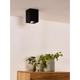 TUBE griestu prožektors kvadrātveida 1xGU10 50W melns (Lucide)