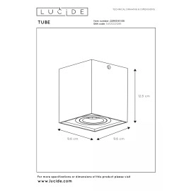 TUBE griestu prožektors kvadrātveida 1xGU10 50W melns (Lucide)