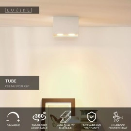 TUBE griestu prožektors 2 gaismu kvadrātveida 2xGU10 50W balts (Lucide)
