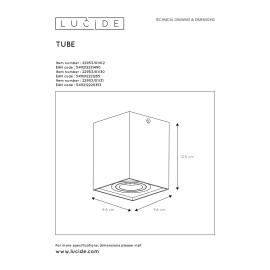 Griestu gaismeklis "TUBE", 1x GU10, alumīnijs, Lucide, 22953-01-31