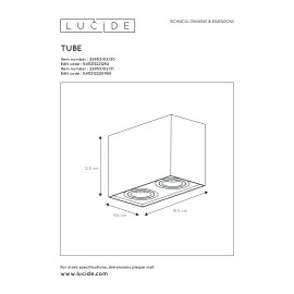 Griestu gaismeklis "TUBE", 2x GU10, alumīnijs, Lucide, 22953-02-31