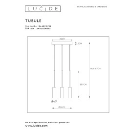 TUBULE - griestu lampa - 3x7W, 3x644Lm, LED 2700K - melna