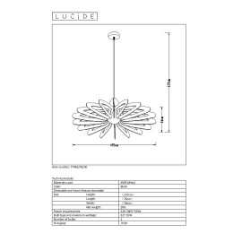 Griestu lampa "ZIDANE", 1x E27, koks, LUCIDE - 77483-76-30