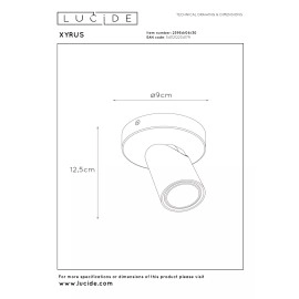 XYRUS LED dim-to-warm griestu prožektors 1x5 W melns (Lucide)
