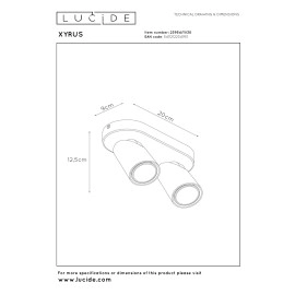 XYRUS LED dim-to-warm griestu prožektors 2x5 W melns (Lucide)