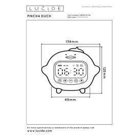 Uzlādējama bērnu nakts lampiņa PINCHA DUCK, LED 1,5 W, 2100 K, dzeltena (Lucide)