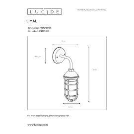 Sienas āra gaismeklis "LIMAL", 1x E27, melna - alumīnijs, LUCIDE, 11876-01-30