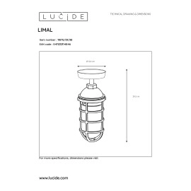 Griestu āra gaismeklis "LIMAL", 1x E27, melna - alumīnijs - LUCIDE - 11875-01-30
