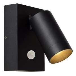 Āra sienas prožektors TAYLOR 1xGU10, IP54, sensors, melns (Lucide)