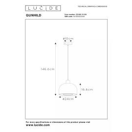 GUNHILD piekarama lampa Ø24 cm 1xE27 caurspīdīga (Lucide)